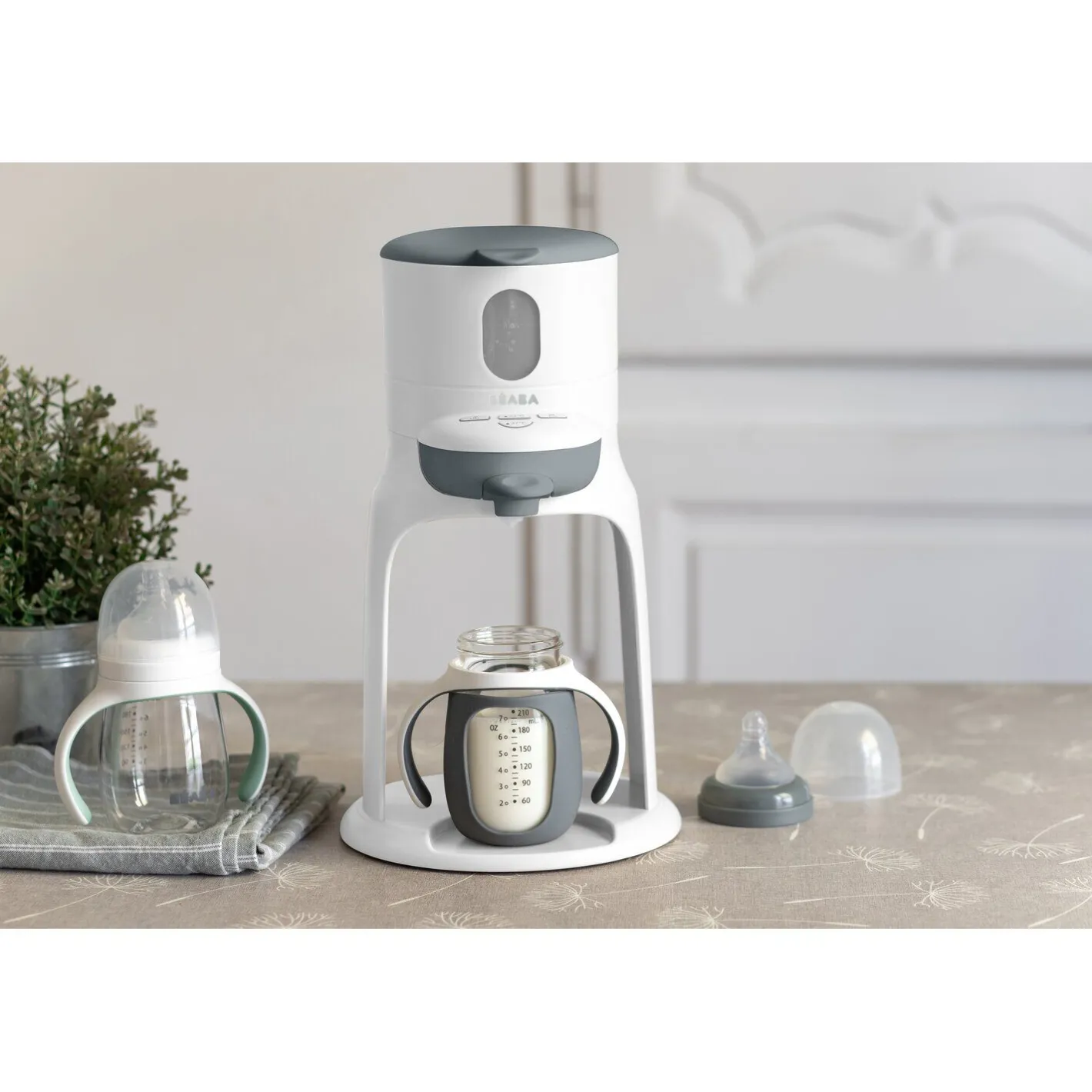 BÉABA Biberons Et Accessoires*Biberon d'apprentissage en verre 2 en 1 - 210ml Gris minéral Oldpink