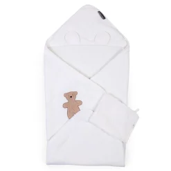 BÉABA Capes De Bain*Cape De Bain + Gant - 80x80 Cm - Muslin / Terry Teddy Beige