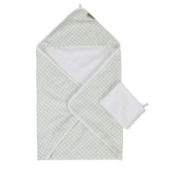 BÉABA Capes De Bain*Cape De Bain + Gant - 80x80 Cm - Jersey - Forêt - Mousseline Beige