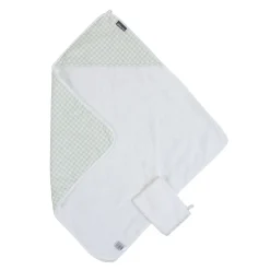 BÉABA Capes De Bain*Cape De Bain + Gant - 80x80 Cm - Jersey - Forêt - Mousseline Beige