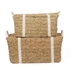 BÉABA Paniers De Rangement*Coffre à jouets en rotin jaune 2pcs