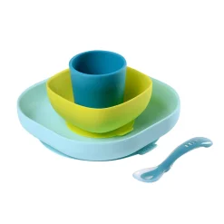 BÉABA Couverts Vaisselle Et Bavoirs*Coffret repas silicone Bleu Blue