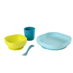 BÉABA Couverts Vaisselle Et Bavoirs*Coffret repas silicone Bleu Blue