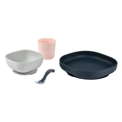 BÉABA Couverts Vaisselle Et Bavoirs*Coffret repas silicone Night /Rose Blue