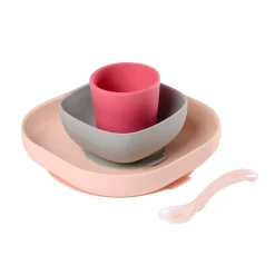 BÉABA Couverts Vaisselle Et Bavoirs*Coffret repas silicone Rose Blue