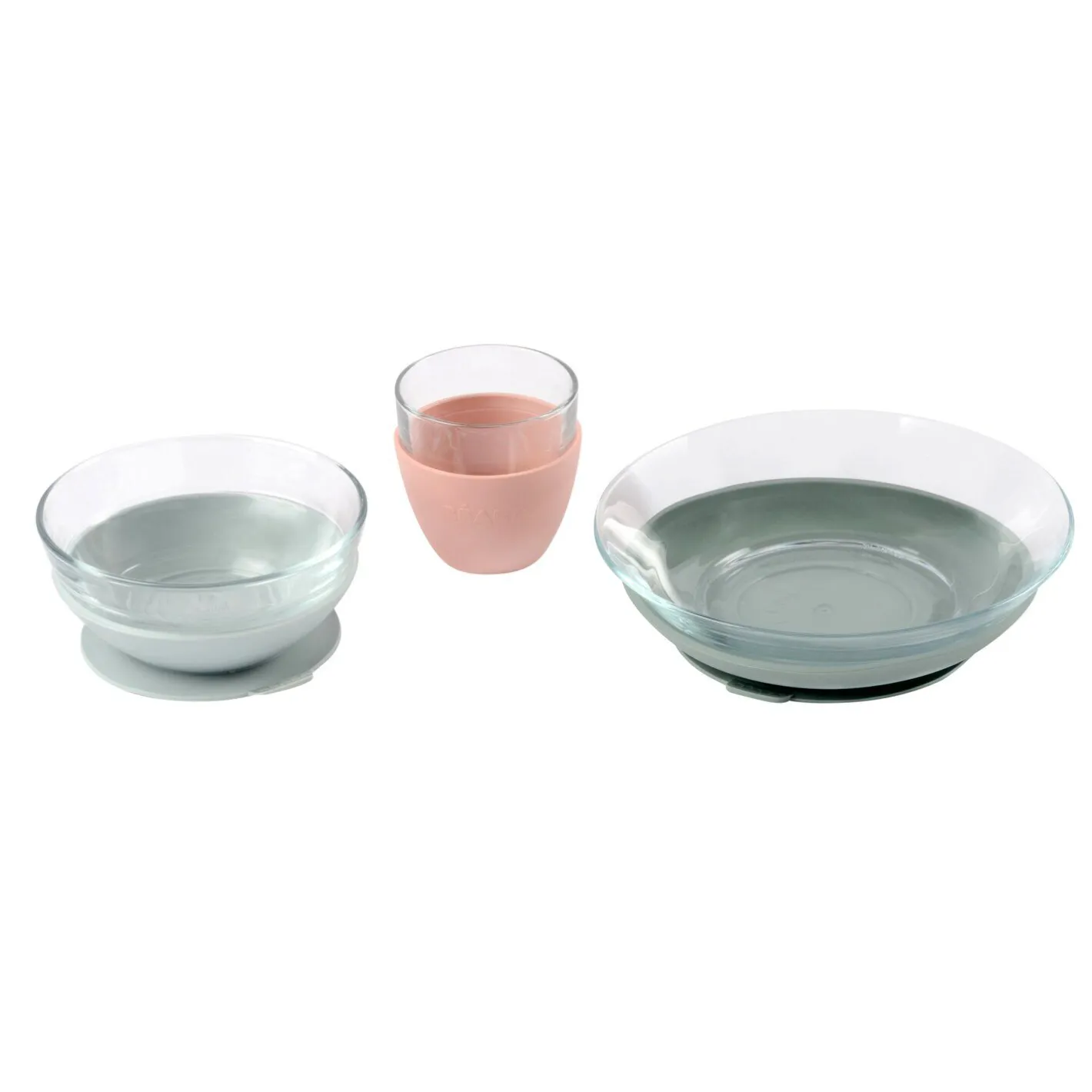 BÉABA Couverts Vaisselle Et Bavoirs*Coffret repas verre Eucalyptus/Rose Jungle