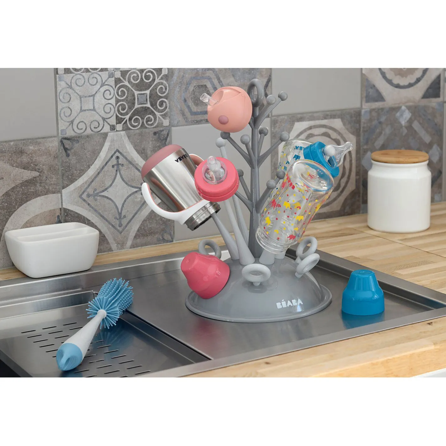 BÉABA Arbre À Biberons|Biberons Et Accessoires*Egoutte-biberons Arbre Gris Blue