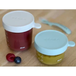 BÉABA Pots De Conservation*Lot 2 portions verre 150 et 250ml Vert clair/Gris clair Lightmist