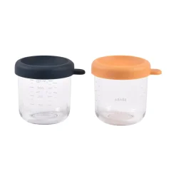 BÉABA Couverts Vaisselle Et Bavoirs*Lot 2 portions verre 250ml Night blue/Miel Nightblue/hone