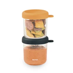 BÉABA Couverts Vaisselle Et Bavoirs*Lot 2 portions verre 250ml Night blue/Miel Nightblue/hone