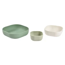 BÉABA Goûter Sain|Couverts Vaisselle Et Bavoirs*Lot de 3 bols silicone gigogne Vert sauge Nightblue