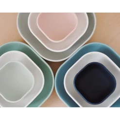 BÉABA Goûter Sain|Couverts Vaisselle Et Bavoirs*Lot de 3 bols silicone gigogne Vert sauge Nightblue