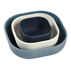 BÉABA Goûter Sain|Couverts Vaisselle Et Bavoirs*Lot de 3 bols silicone gigogne Night blue Nightblue