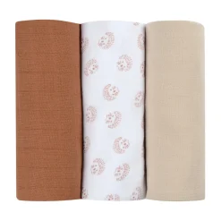 BÉABA Accessoires De Toilette|Baignoires Et Accessoires*Lot de 3 langes en coton Herrisson/Marron