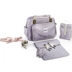 BÉABA Sacs À Langer*Sac à langer Genève Play print Gris/Corail Ardoise