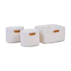 BÉABA Paniers De Rangement*Set Of 3 Hanging Storage Baskets - 21x14x10 Cm + 14x10x10 Cm -Teddy Off white