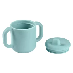 BÉABA Goûter Sain|Couverts Vaisselle Et Bavoirs*Tasse d'apprentissage silicone Bleu Blue