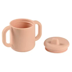 BÉABA Goûter Sain|Couverts Vaisselle Et Bavoirs*Tasse d'apprentissage silicone Rose Blue