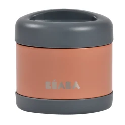 BÉABA Goûter Sain|Pots De Conservation*Thermo-portion inox 500ml Gris minéral/Terracotta Balticblue