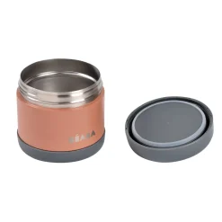 BÉABA Goûter Sain|Pots De Conservation*Thermo-portion inox 500ml Gris minéral/Terracotta Balticblue